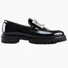 ビジューバックルローファー