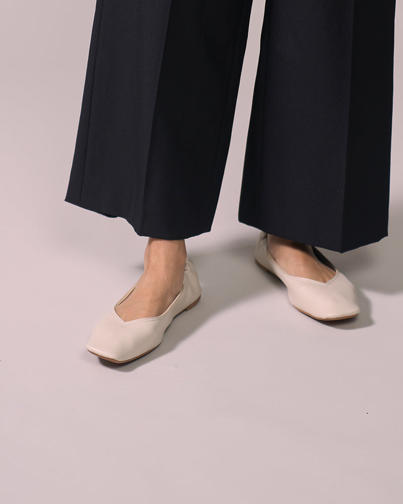 【ウォッシャブル】スクエアフラットシューズ