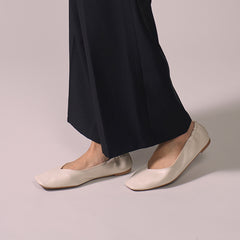 【ウォッシャブル】スクエアフラットシューズ