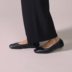 【ウォッシャブル】スクエアフラットシューズ