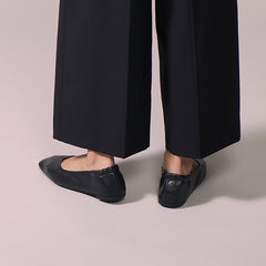 【ウォッシャブル】スクエアフラットシューズ