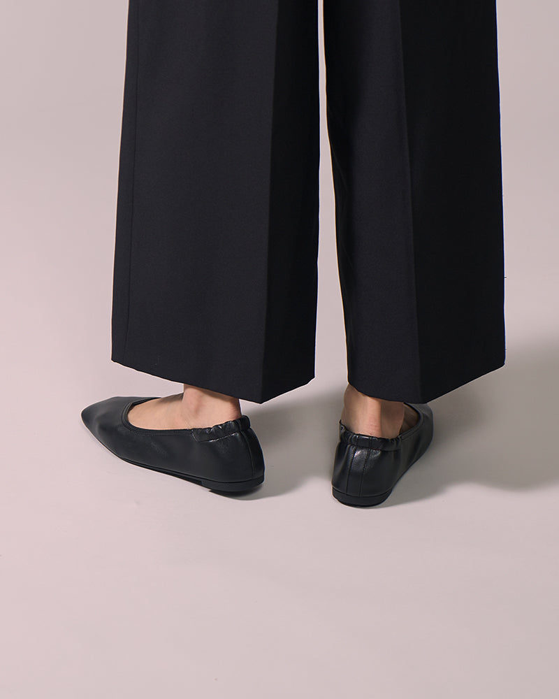 【ウォッシャブル】スクエアフラットシューズ