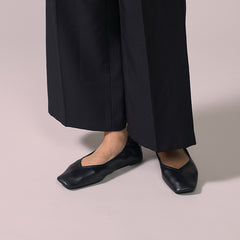 【ウォッシャブル】スクエアフラットシューズ