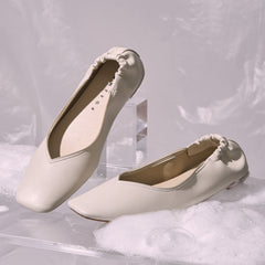 【ウォッシャブル】スクエアフラットシューズ