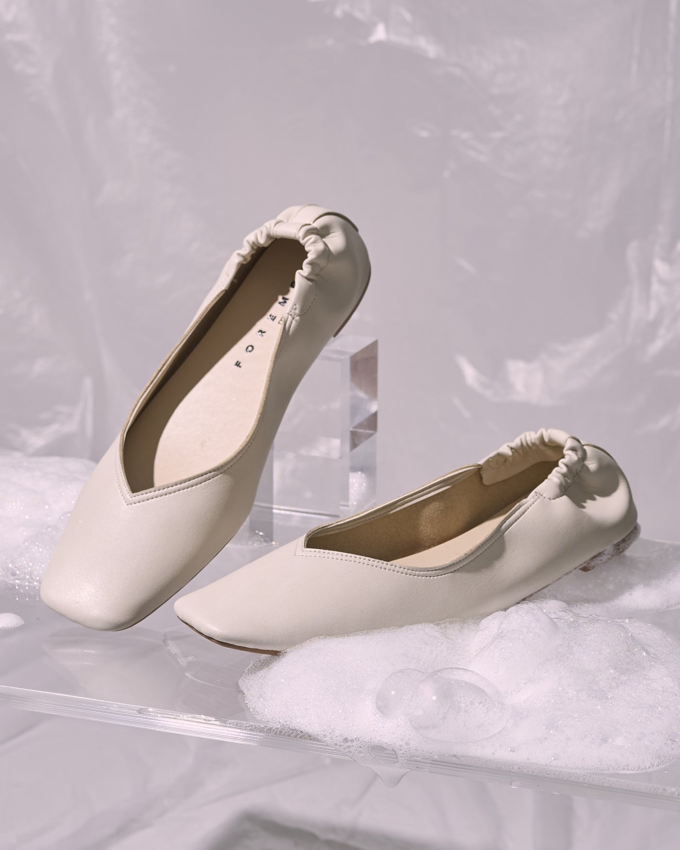 【ウォッシャブル】スクエアフラットシューズ