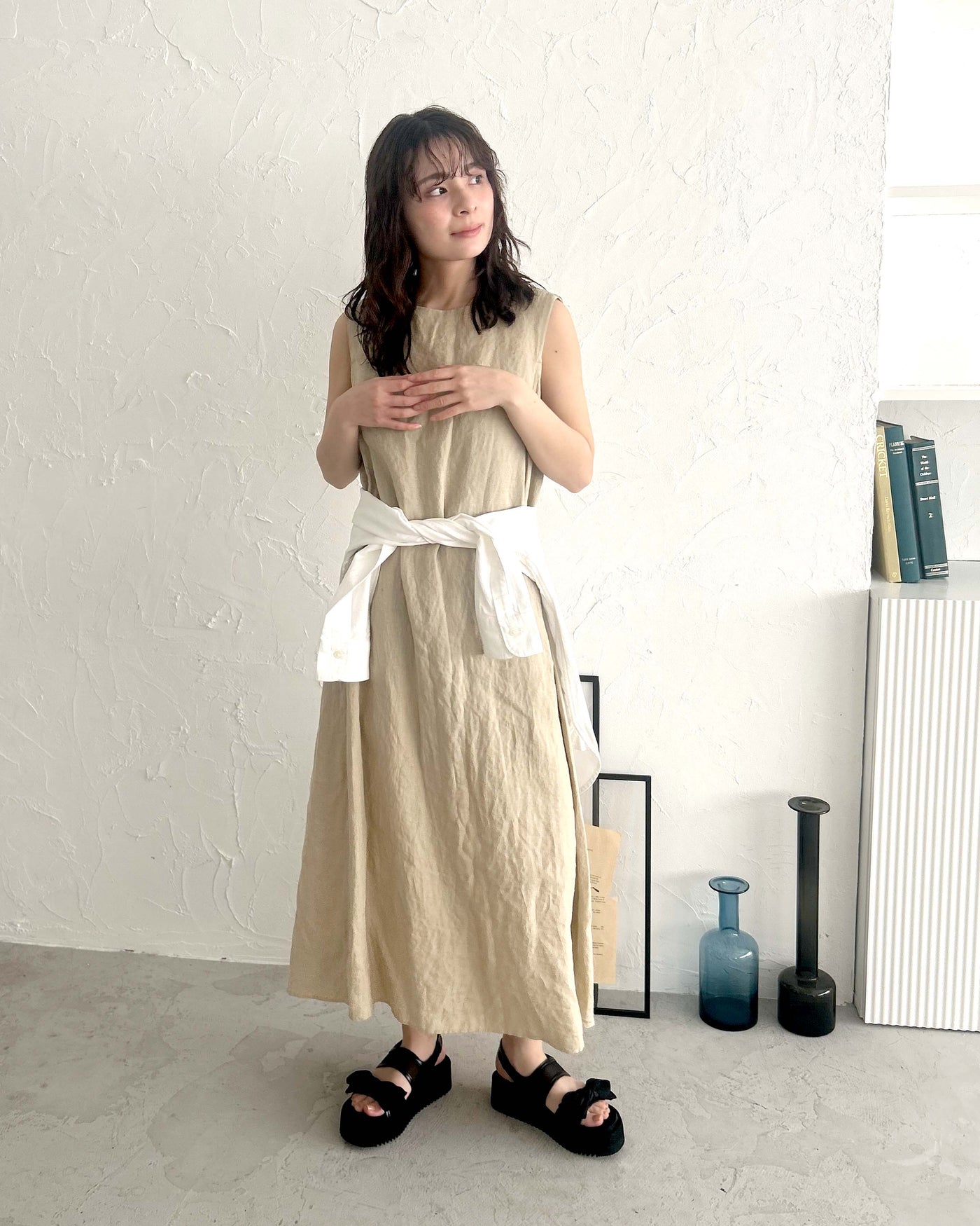 【マシュマロフィット】チュールリボンサンダル