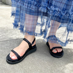 【マシュマロフィット】フラットストラップサンダル