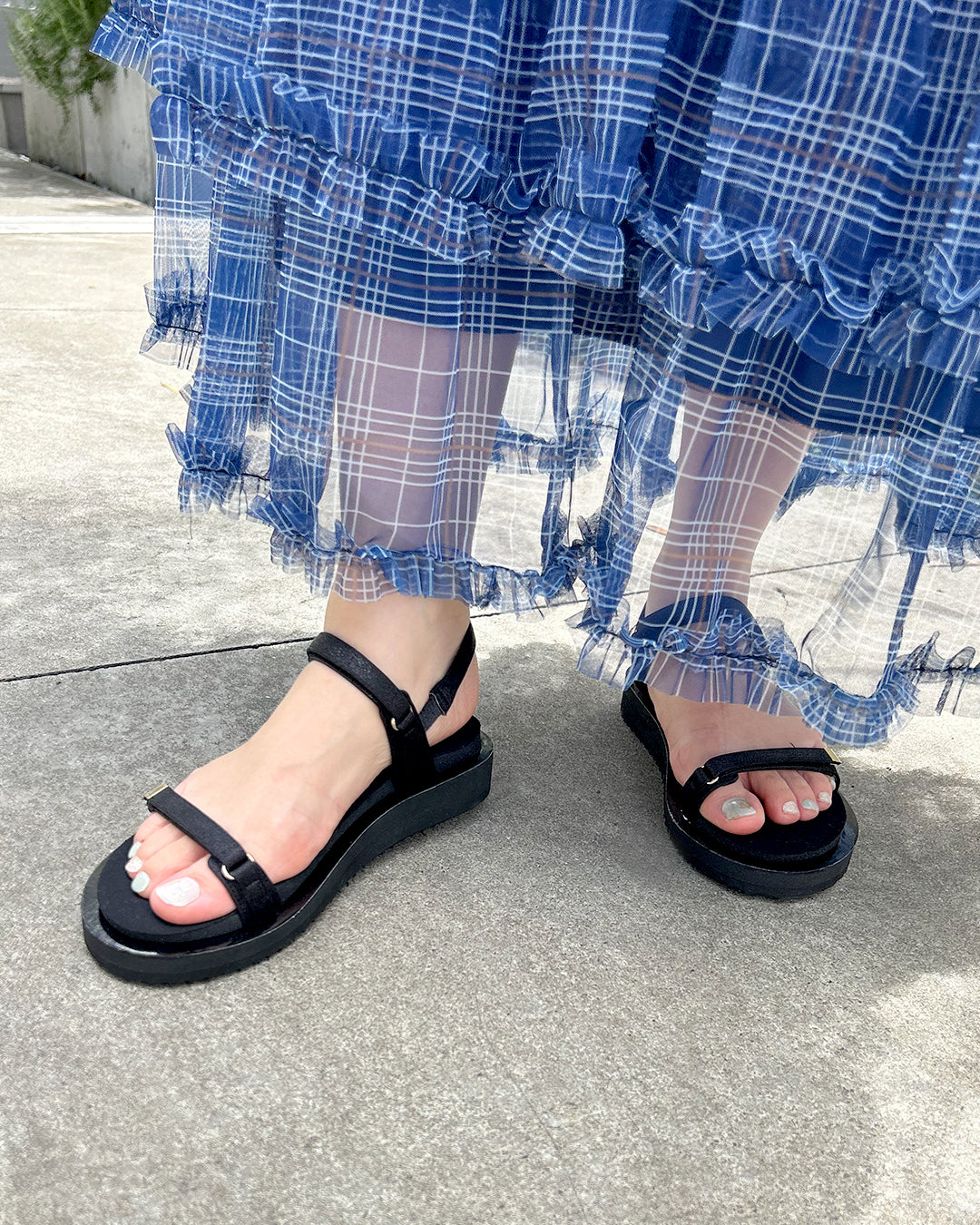 【マシュマロフィット】フラットストラップサンダル
