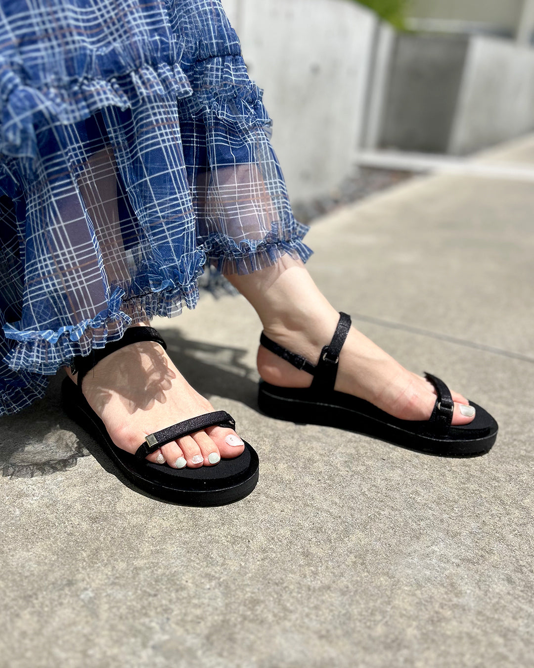 【マシュマロフィット】フラットストラップサンダル